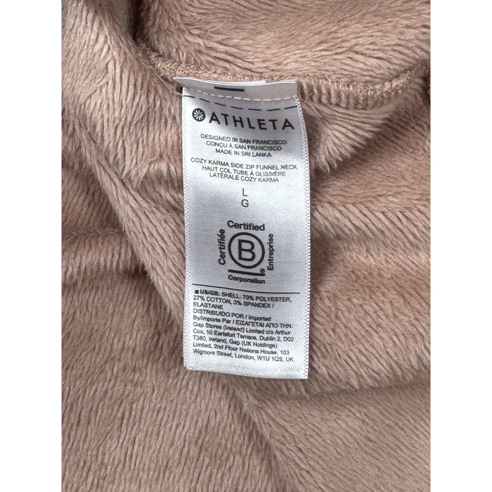 Athleta Cozy Karma Side Zip Funnel Neck Sweatshirt Women L Dogwood Mauve - Picture 6 of 7